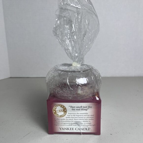 Yankee Candle Cranberry Orange Scent 12 Tea Lights Crackle Glass Jar Retired NEW - Picture 5 of 11